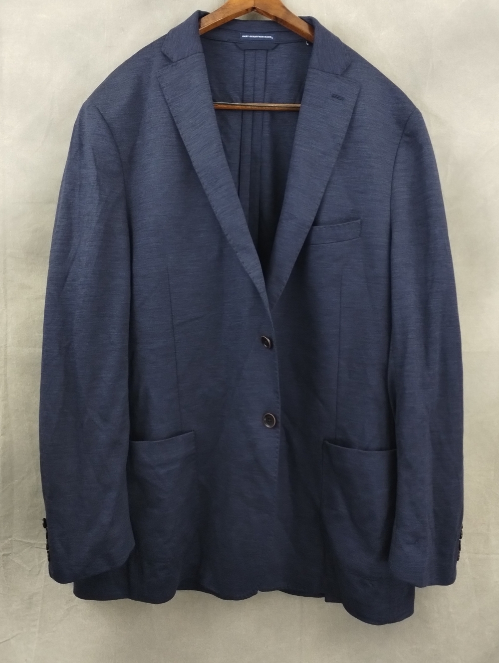 50L Hart Schaffner Marx Knit Blazer Active Merino Wool Blue Jacket New York Fit